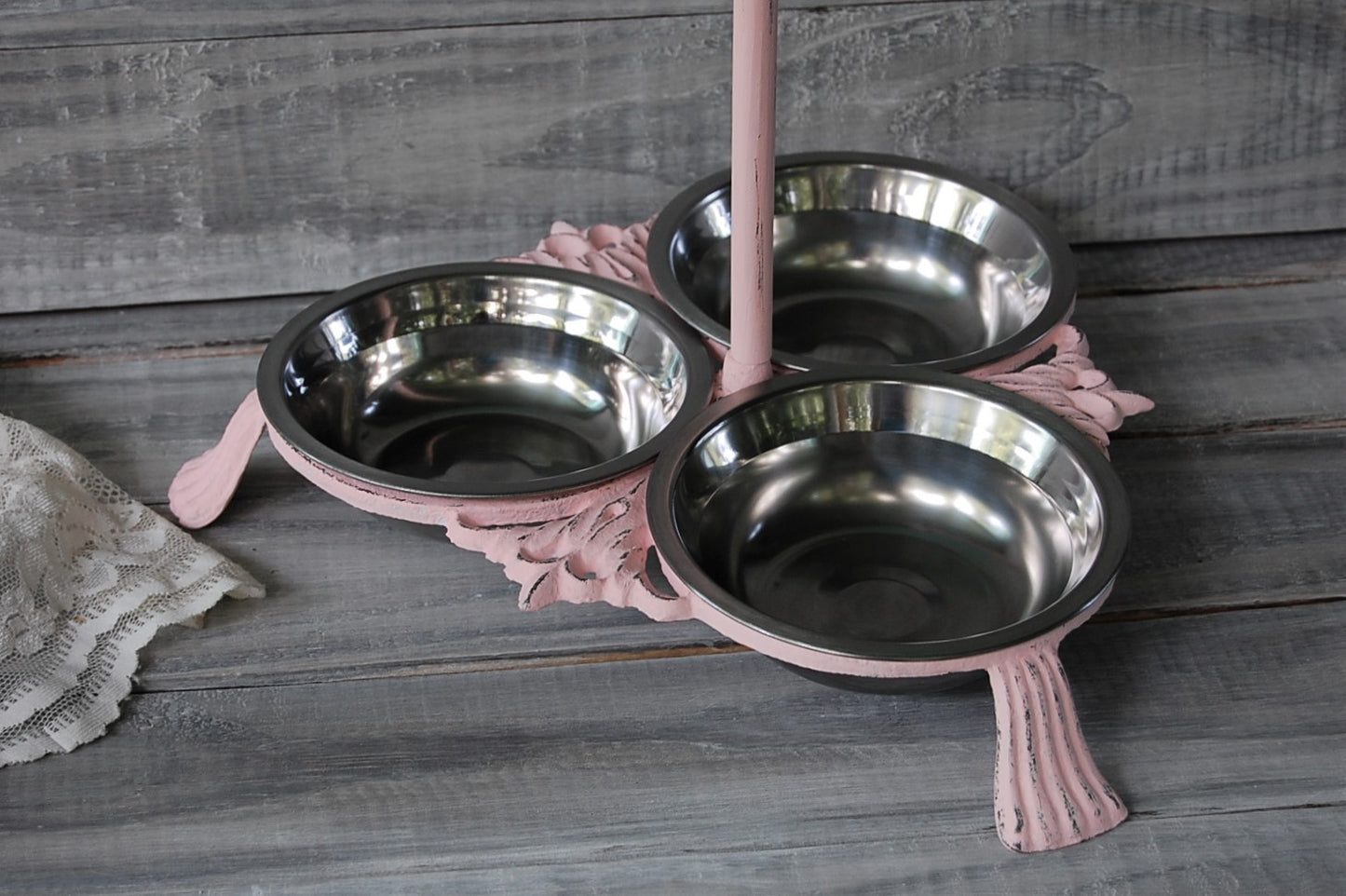 Pink pet bowls
