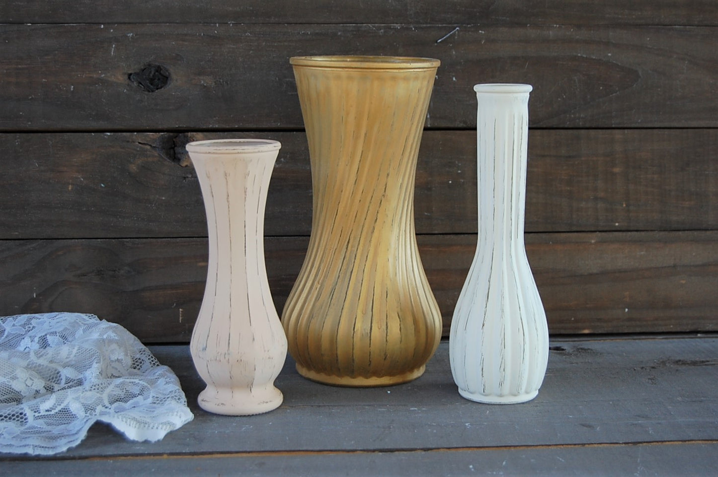 Taupe & gold vases