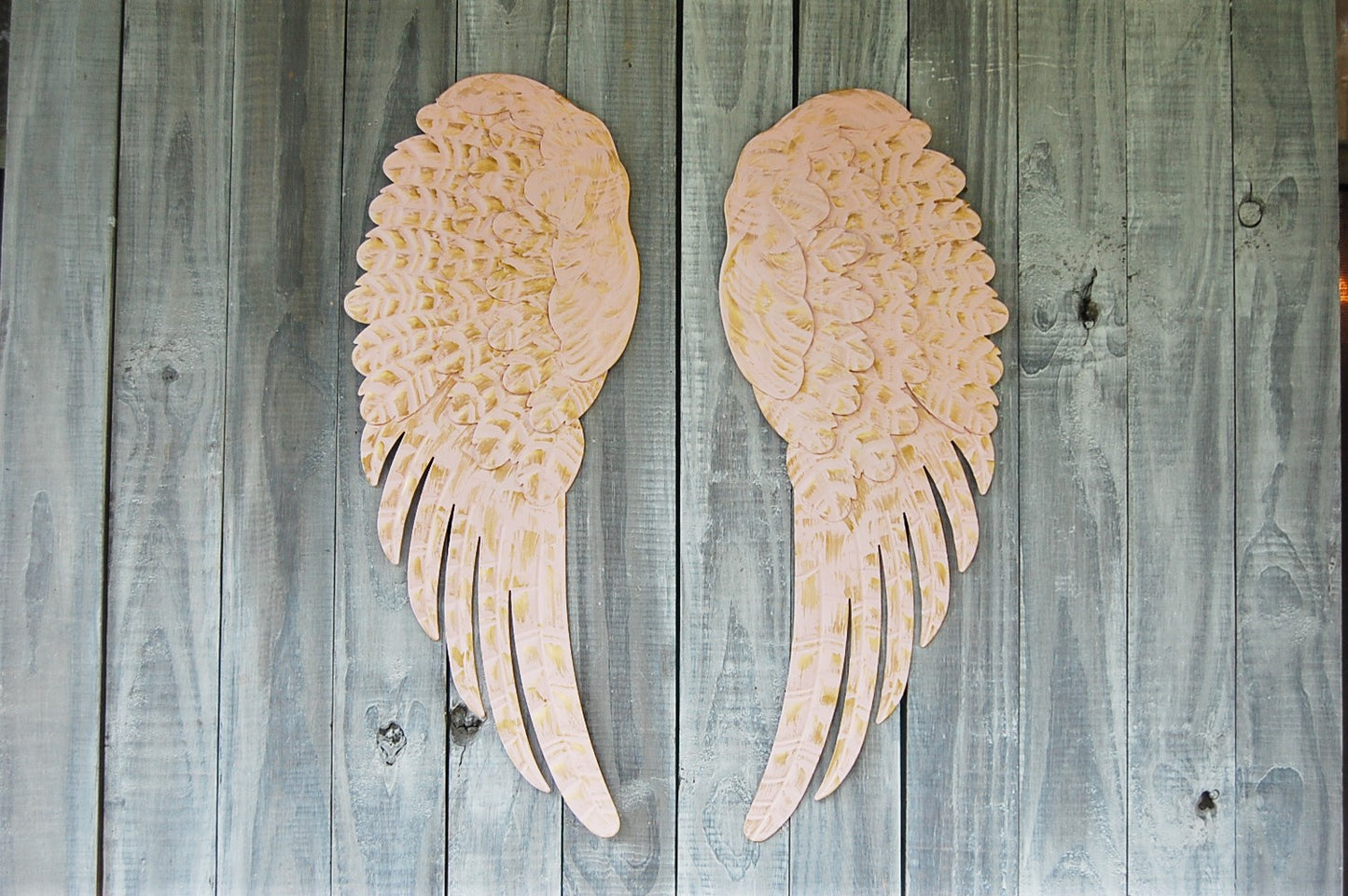 Blush & gold angel wings