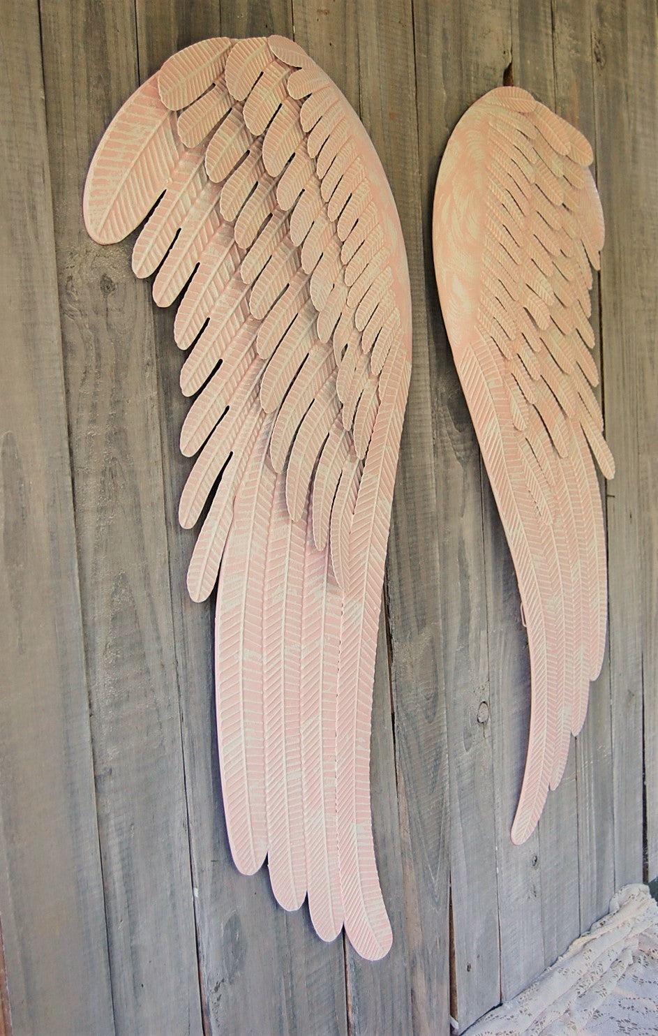 Pink & white angel wings