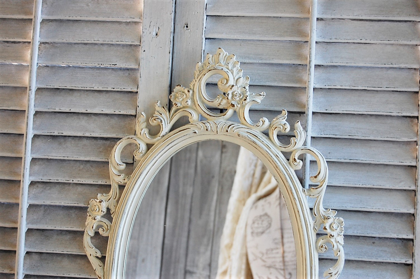 Distressed ivory mirror