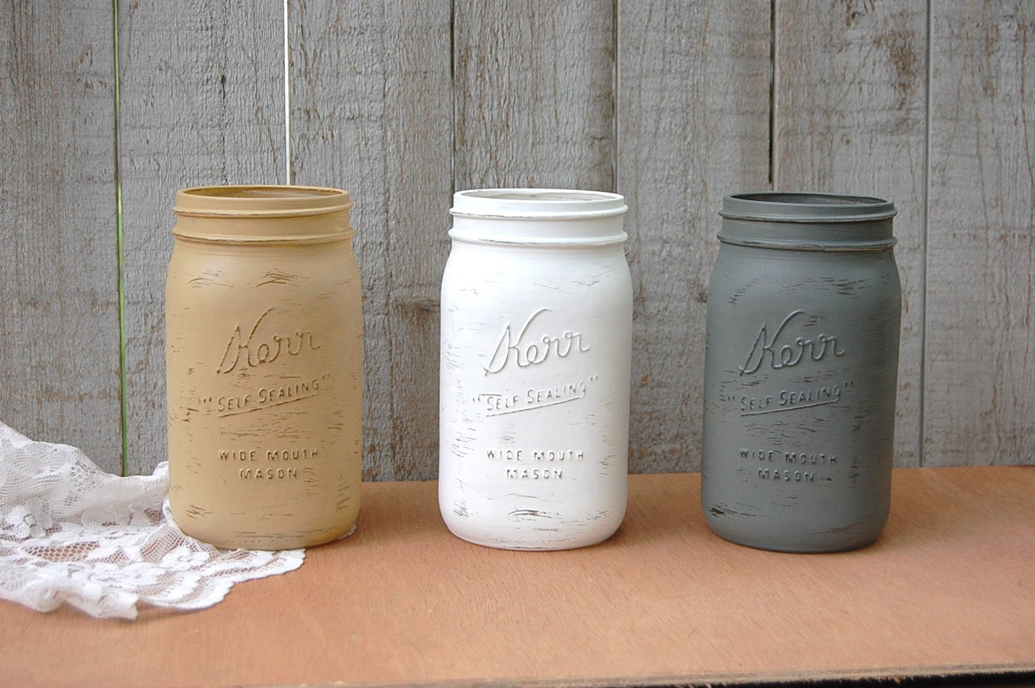 Large Antique White Mason Jar