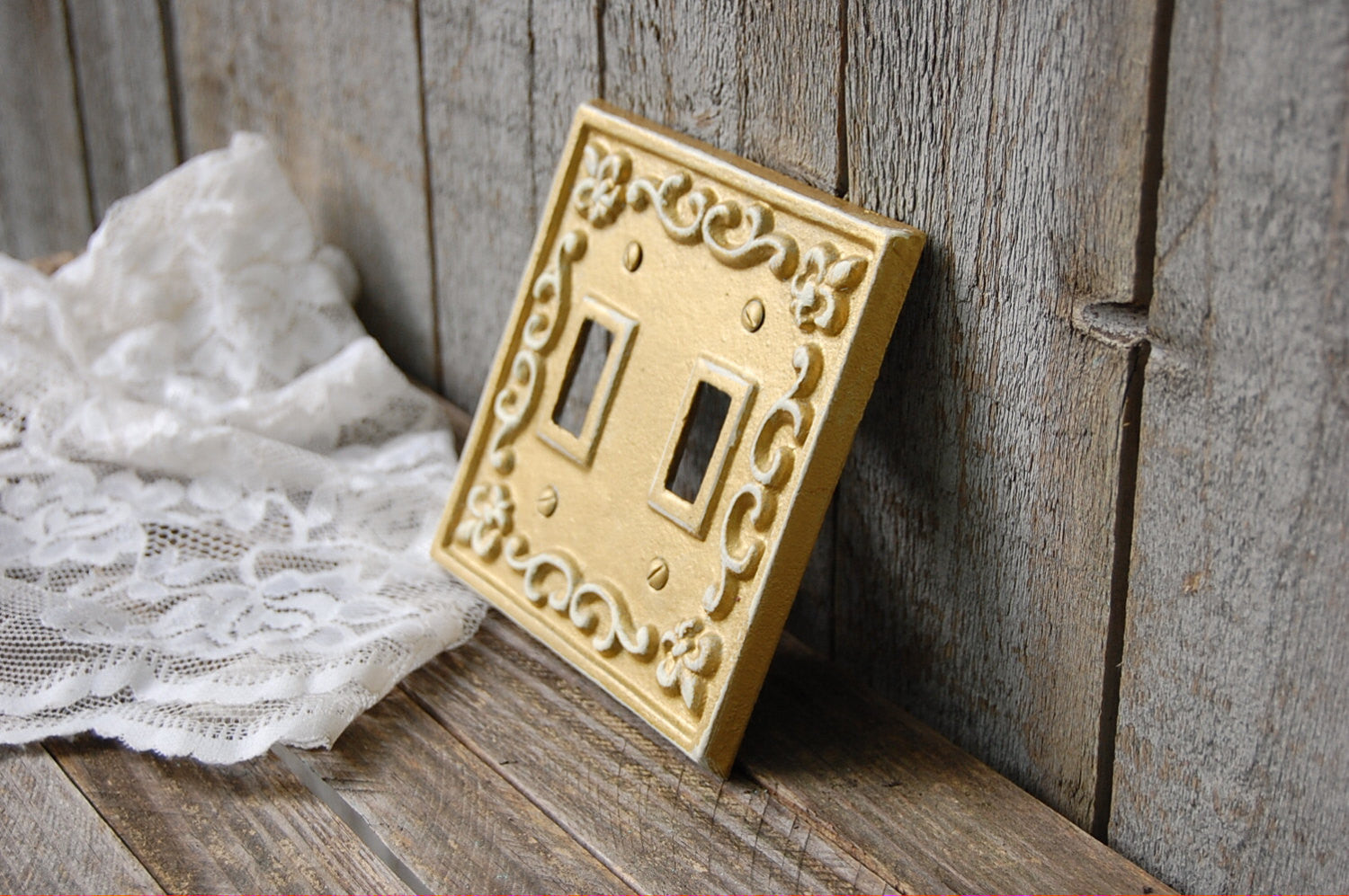 Gold double switch cover - The Vintage Artistry