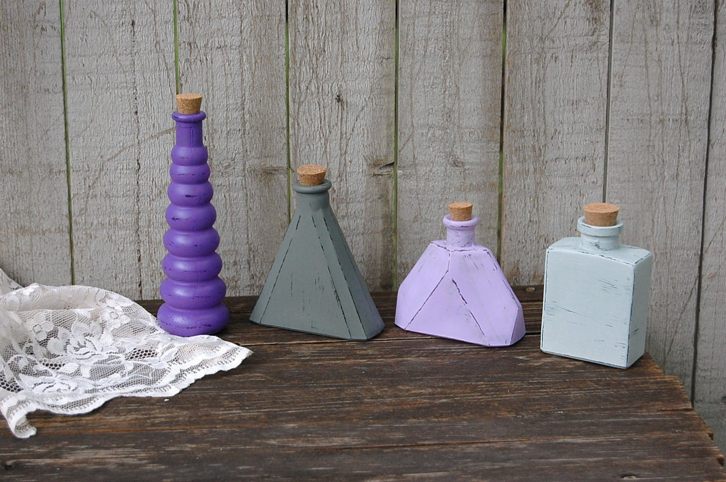 Purple geometric bottles