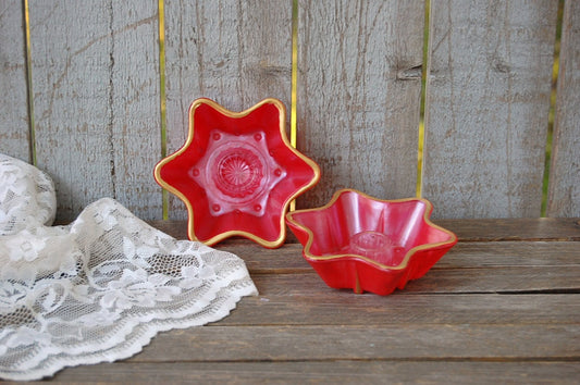 Red and gold glass candle holders