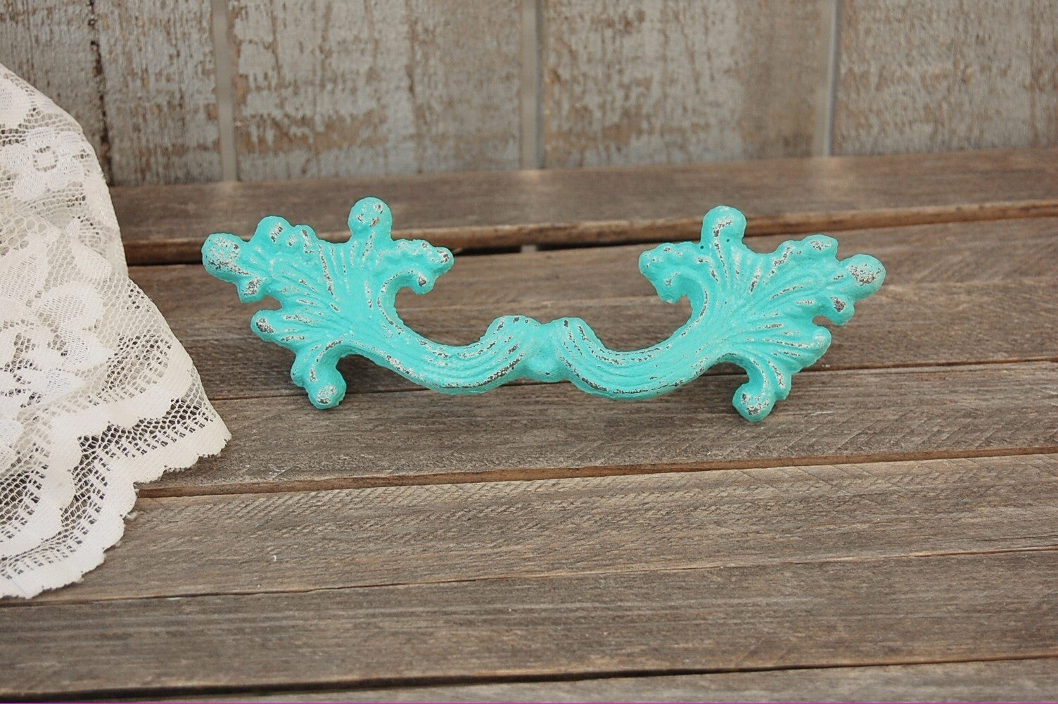 Aqua French provincial drawer pulls - The Vintage Artistry