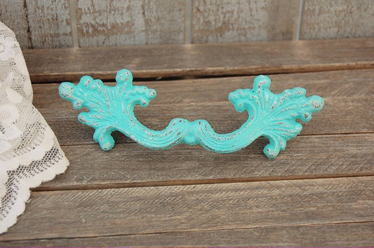 Aqua French provincial drawer pulls - The Vintage Artistry
