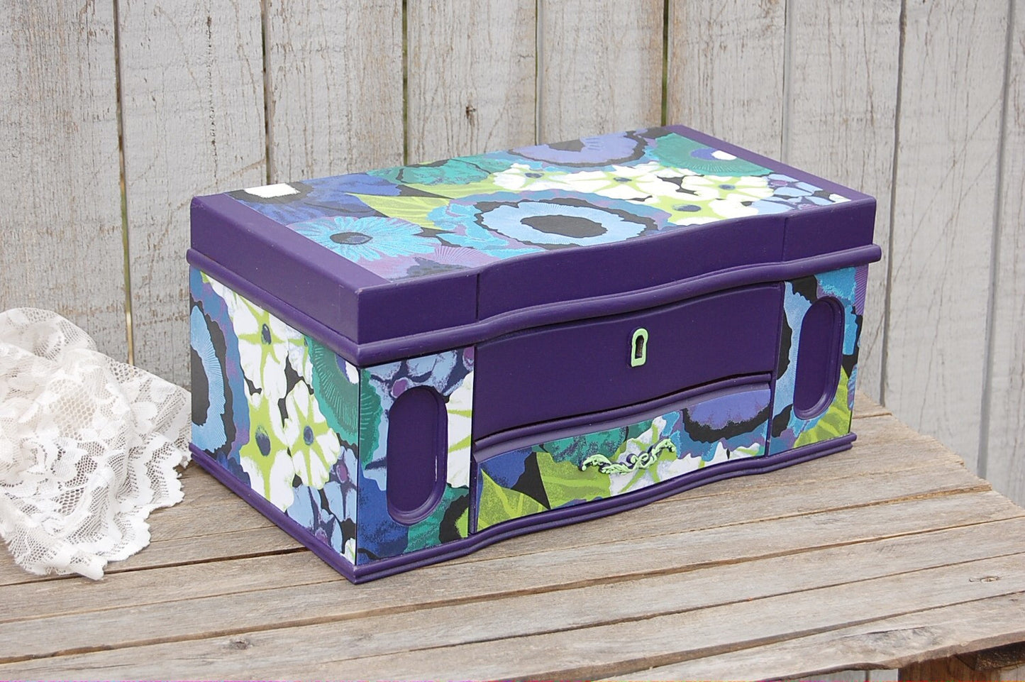 Purple and green jewelry box