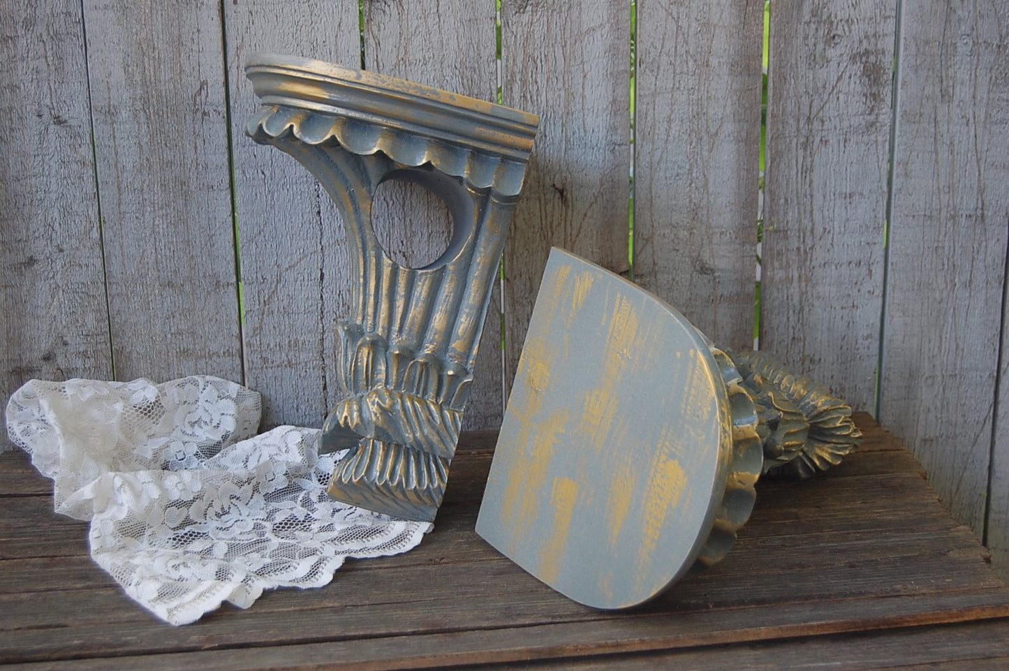 Grey & gold drapery sconces - The Vintage Artistry