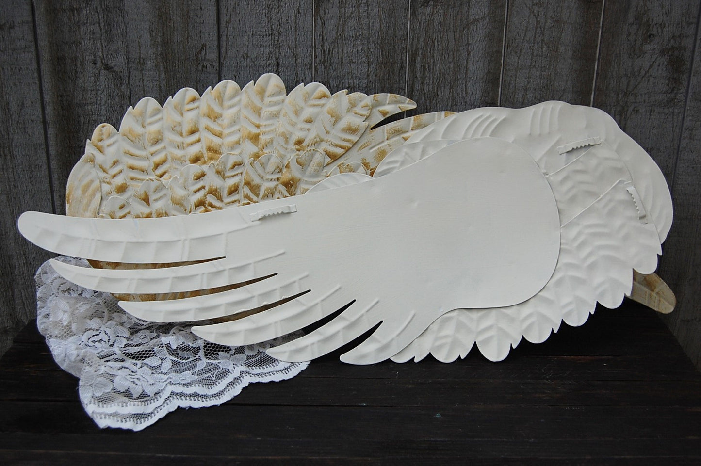 Ivory angel wings wall decor - The Vintage Artistry