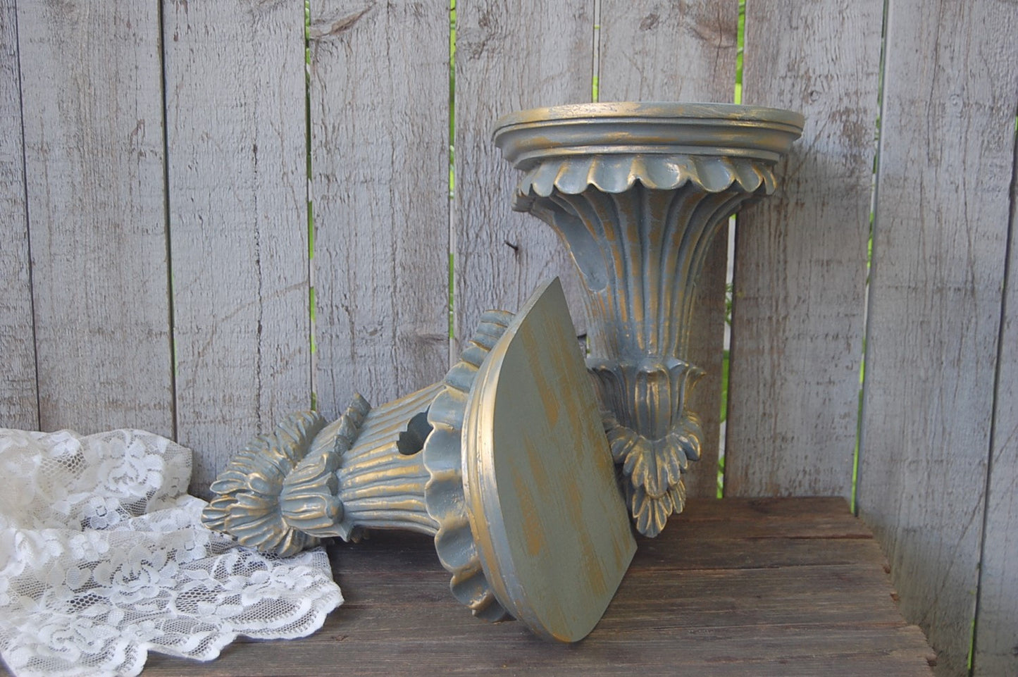 Grey & gold drapery sconces - The Vintage Artistry