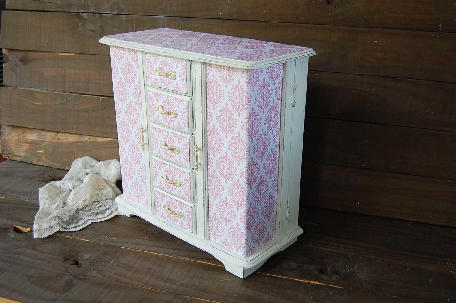 Cottage damask armoire - The Vintage Artistry