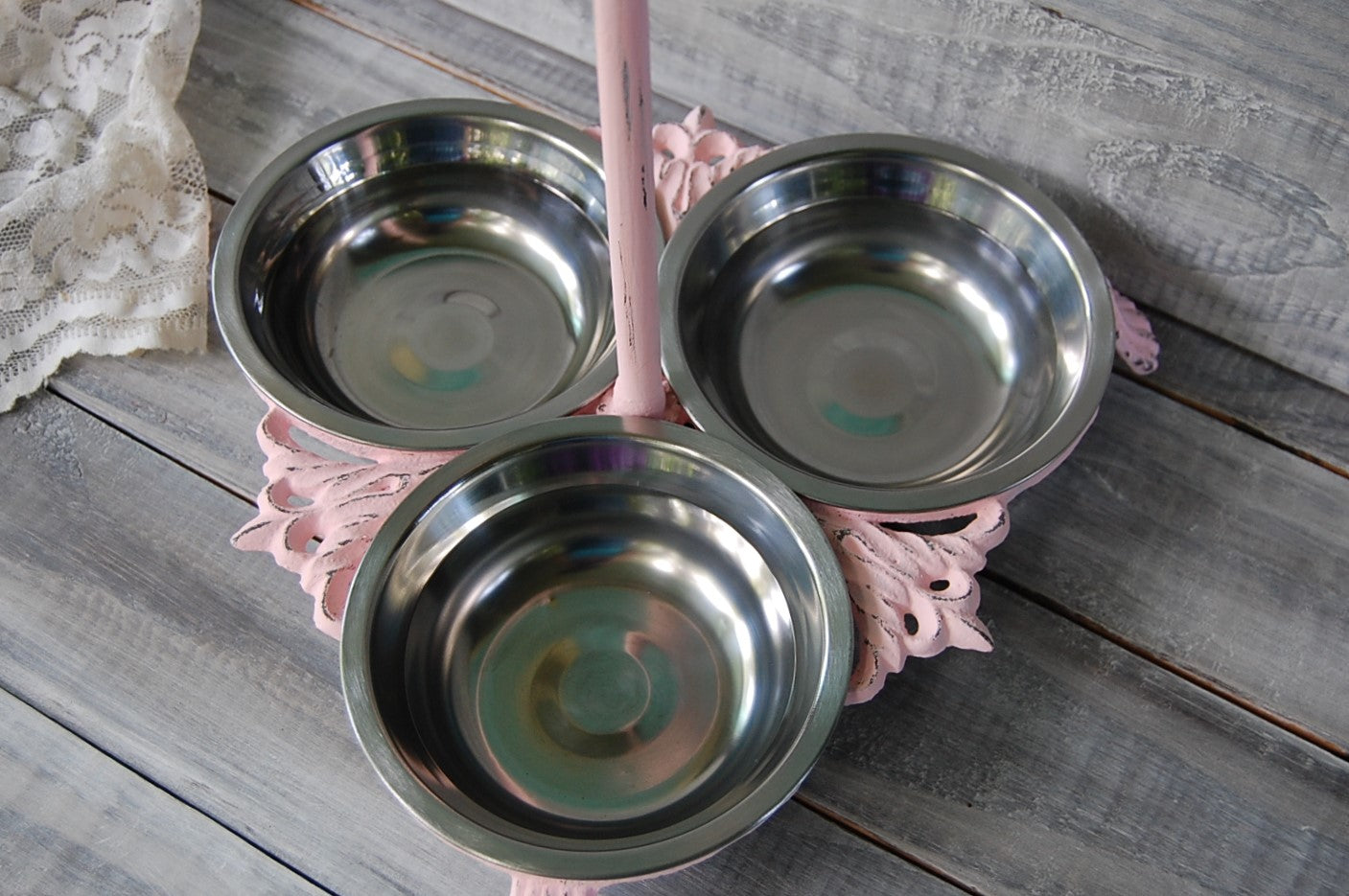 Pink pet bowls