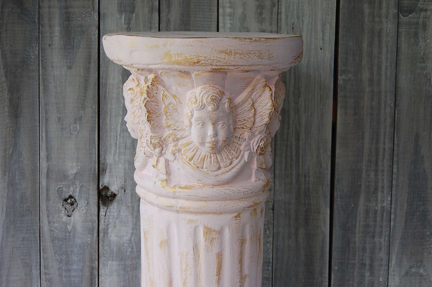 Pink cherub pedestal - The Vintage Artistry