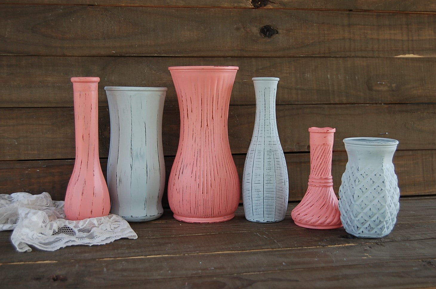 Coral & grey vases - The Vintage Artistry