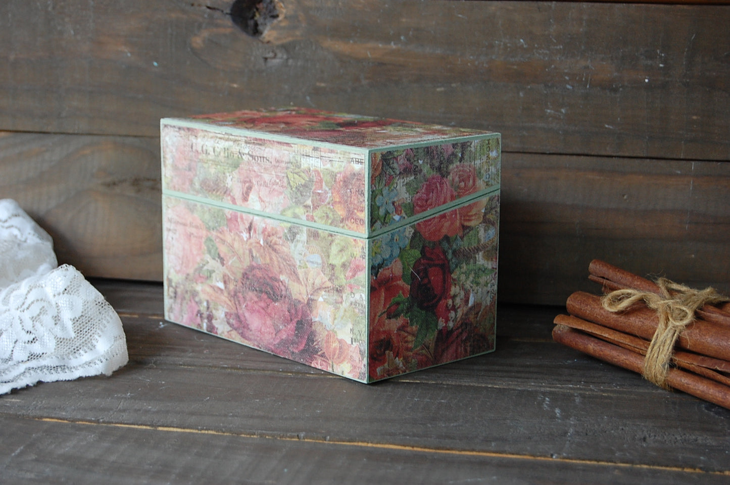 Sage roses recipe box
