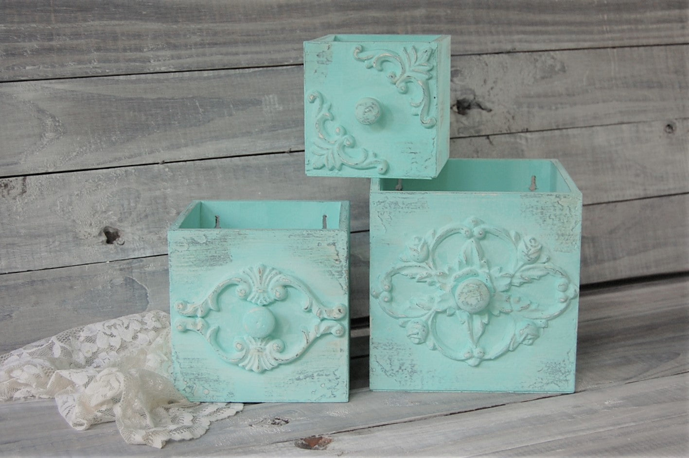 Mint wall boxes - The Vintage Artistry