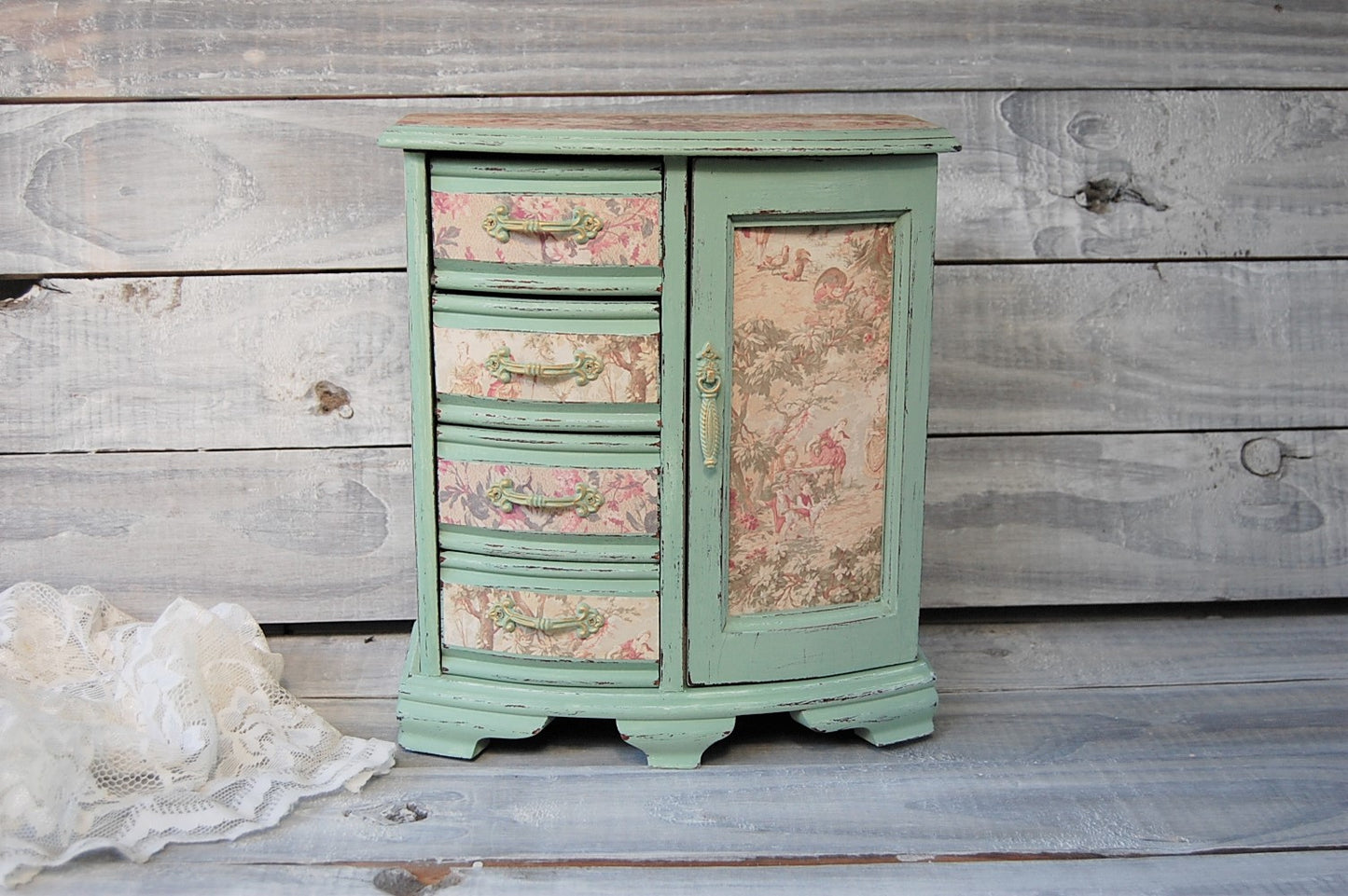 French toile jewelry armoire - The Vintage Artistry