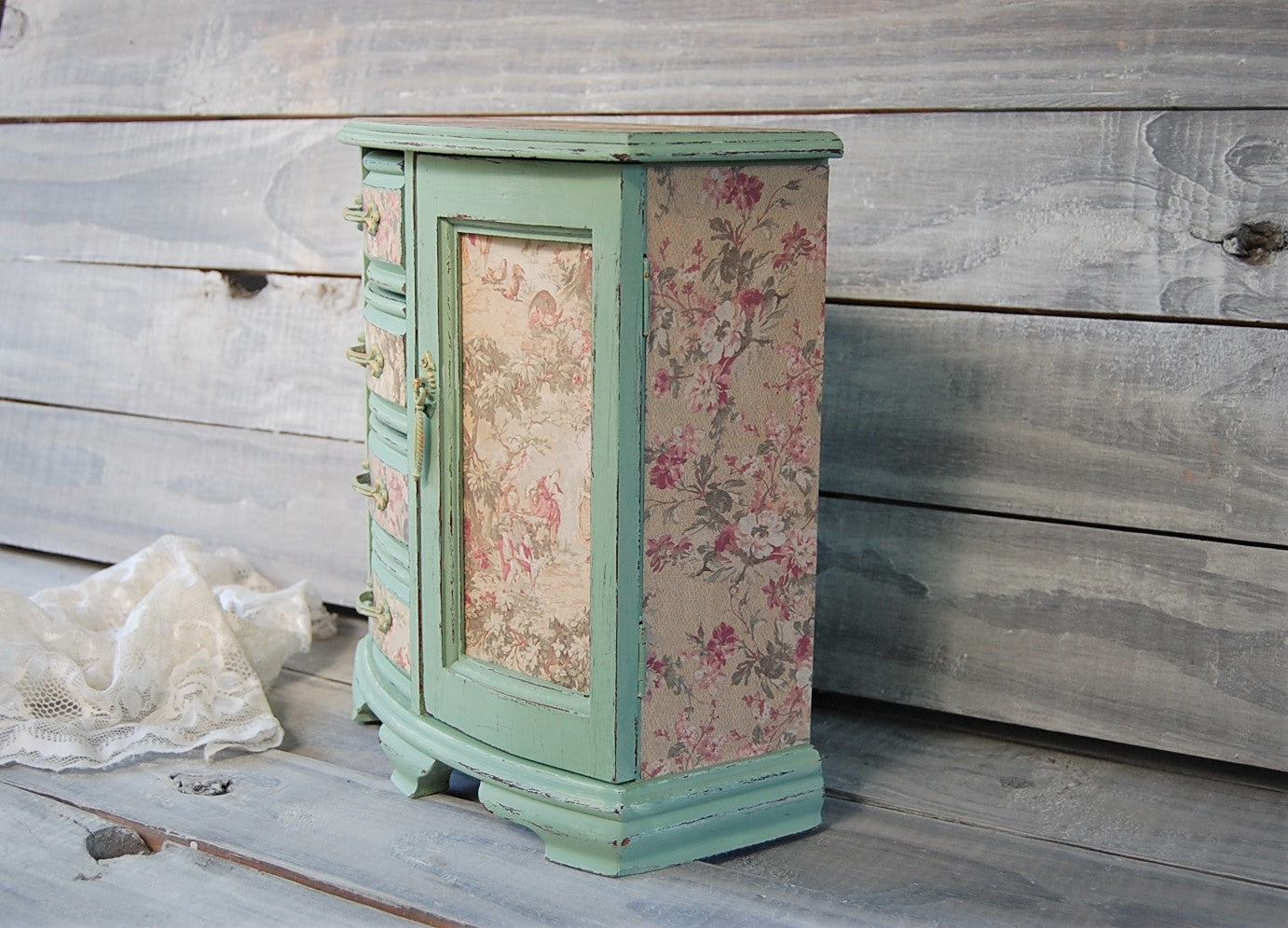 French toile jewelry armoire - The Vintage Artistry