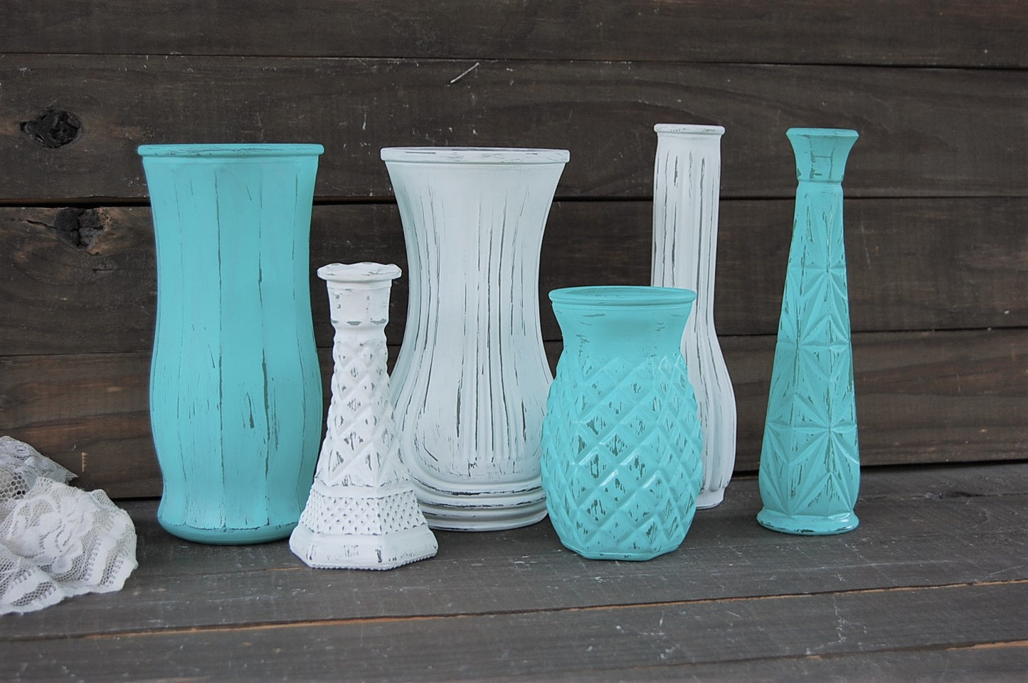 Shabby chic vase set