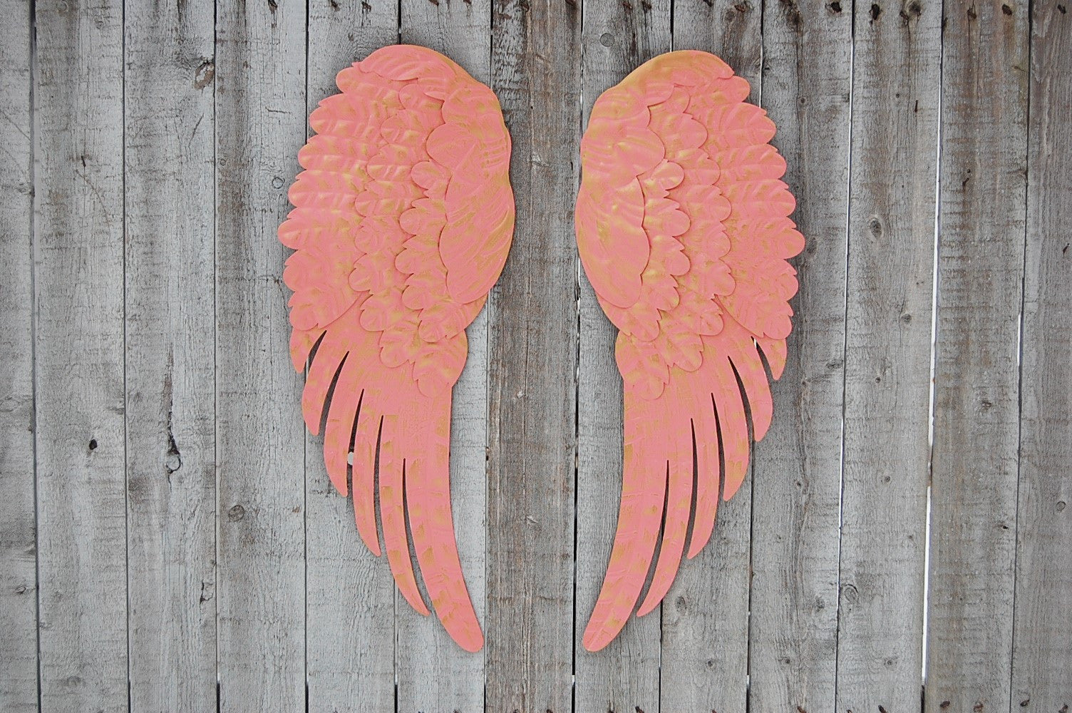 Coral & gold angel wings - The Vintage Artistry