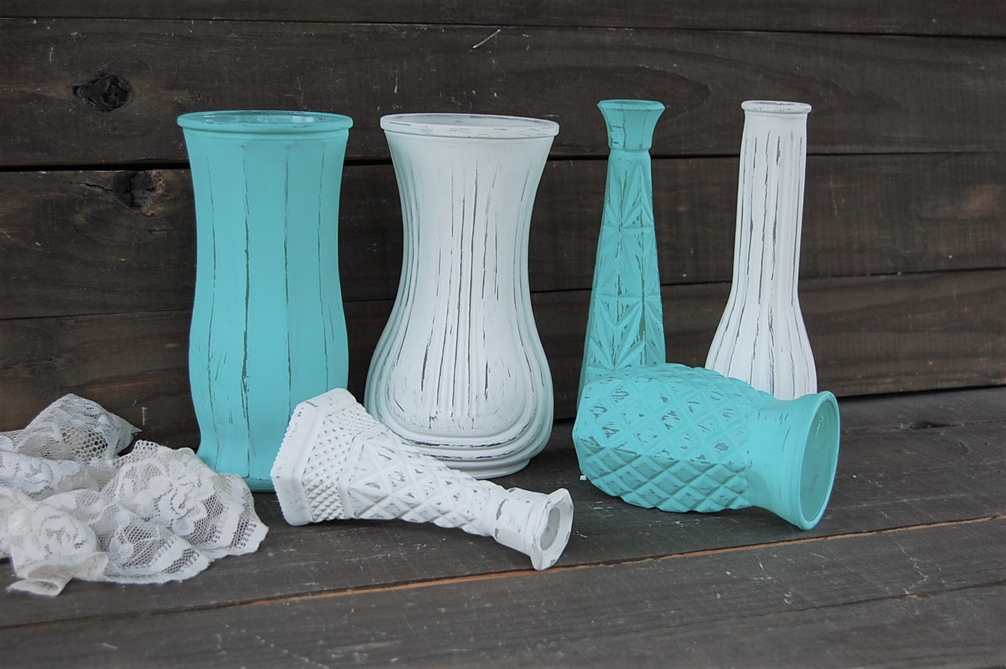 Shabby chic vase set