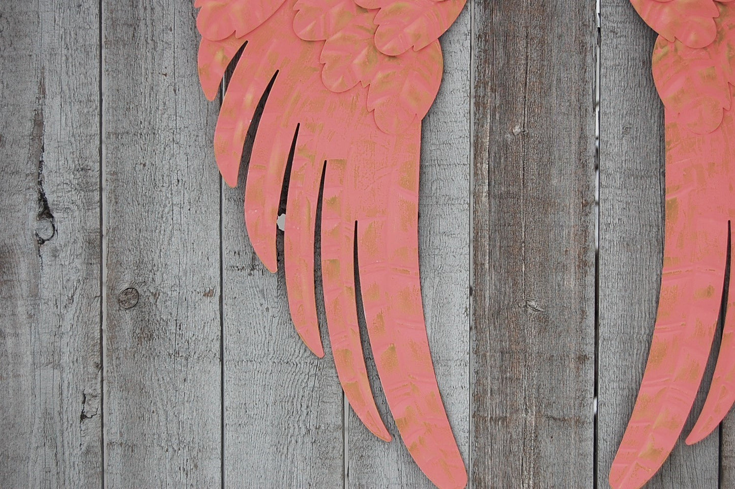 Coral & gold angel wings - The Vintage Artistry