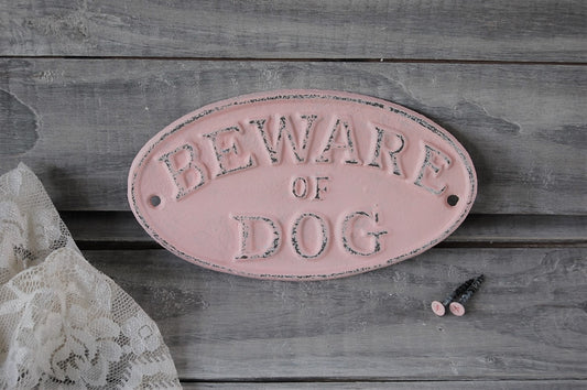 Pink dog sign - The Vintage Artistry