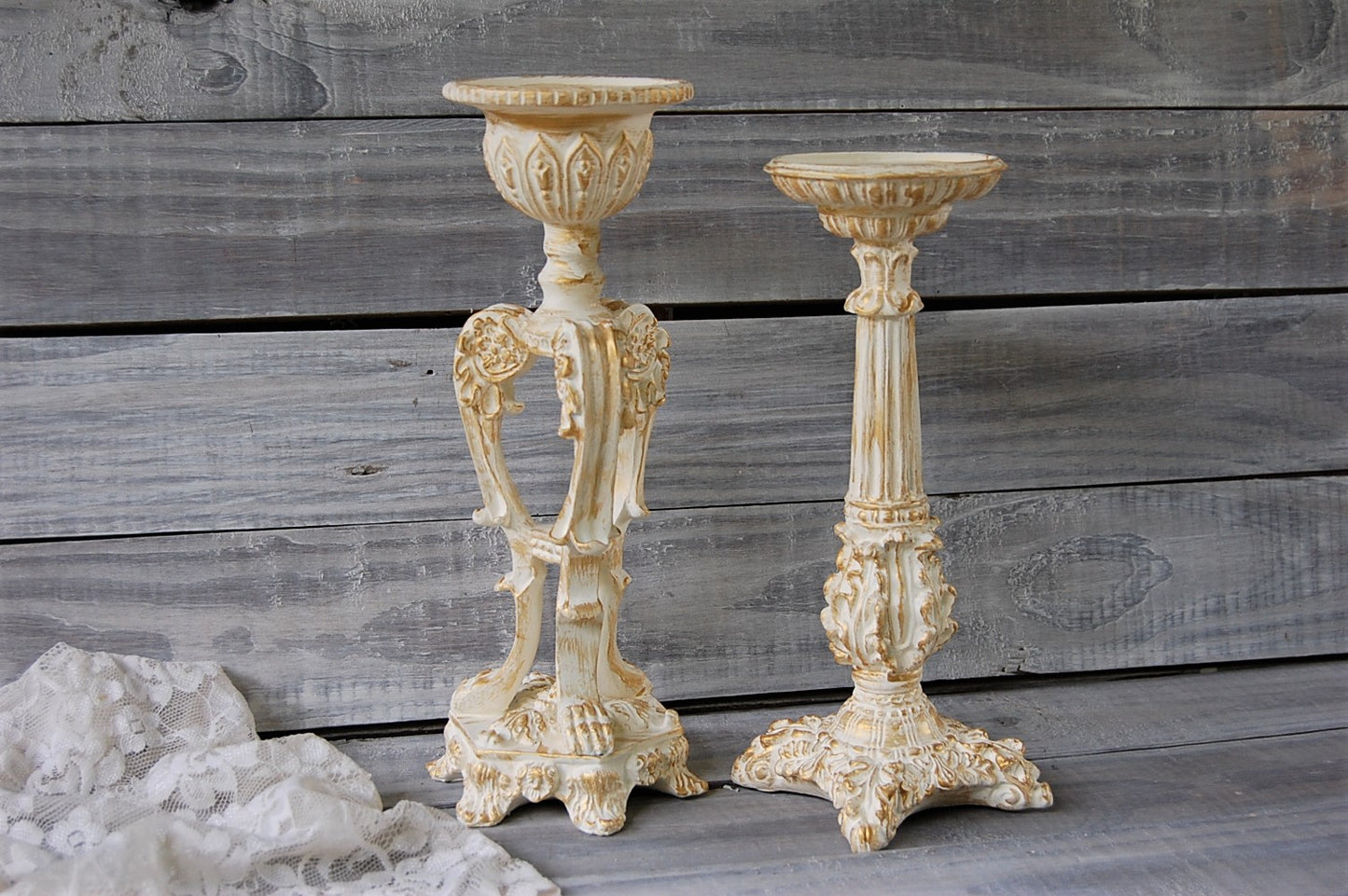 Ivory & gold candlesticks