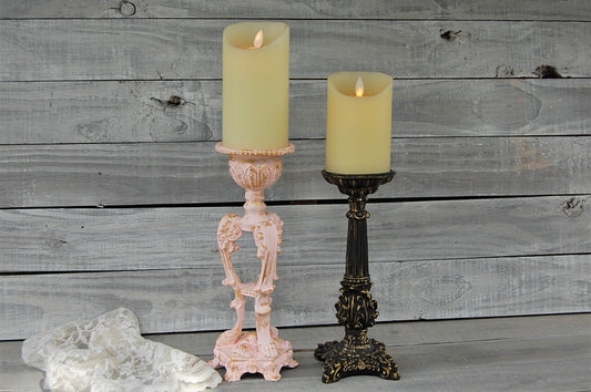 Pink & black candle holders