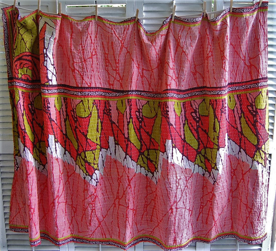 Red Kantha quilt