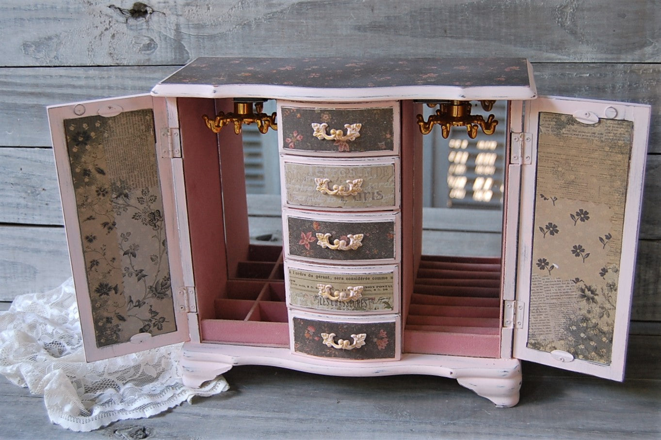 French rose jewelry armoire