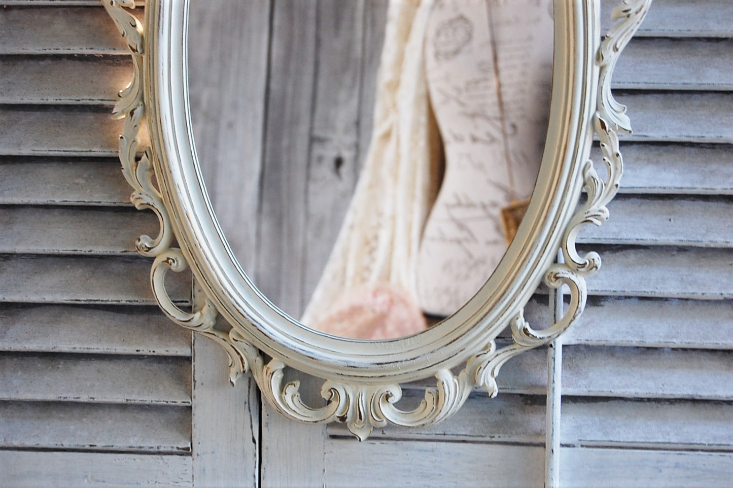 Distressed ivory mirror