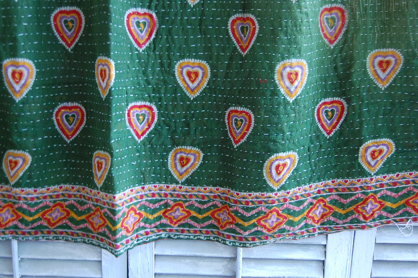 Green Kantha quilt
