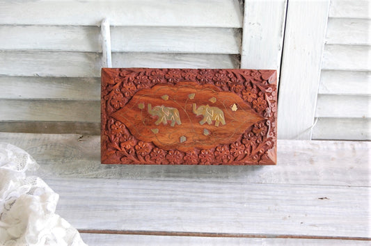 Carved elephant box