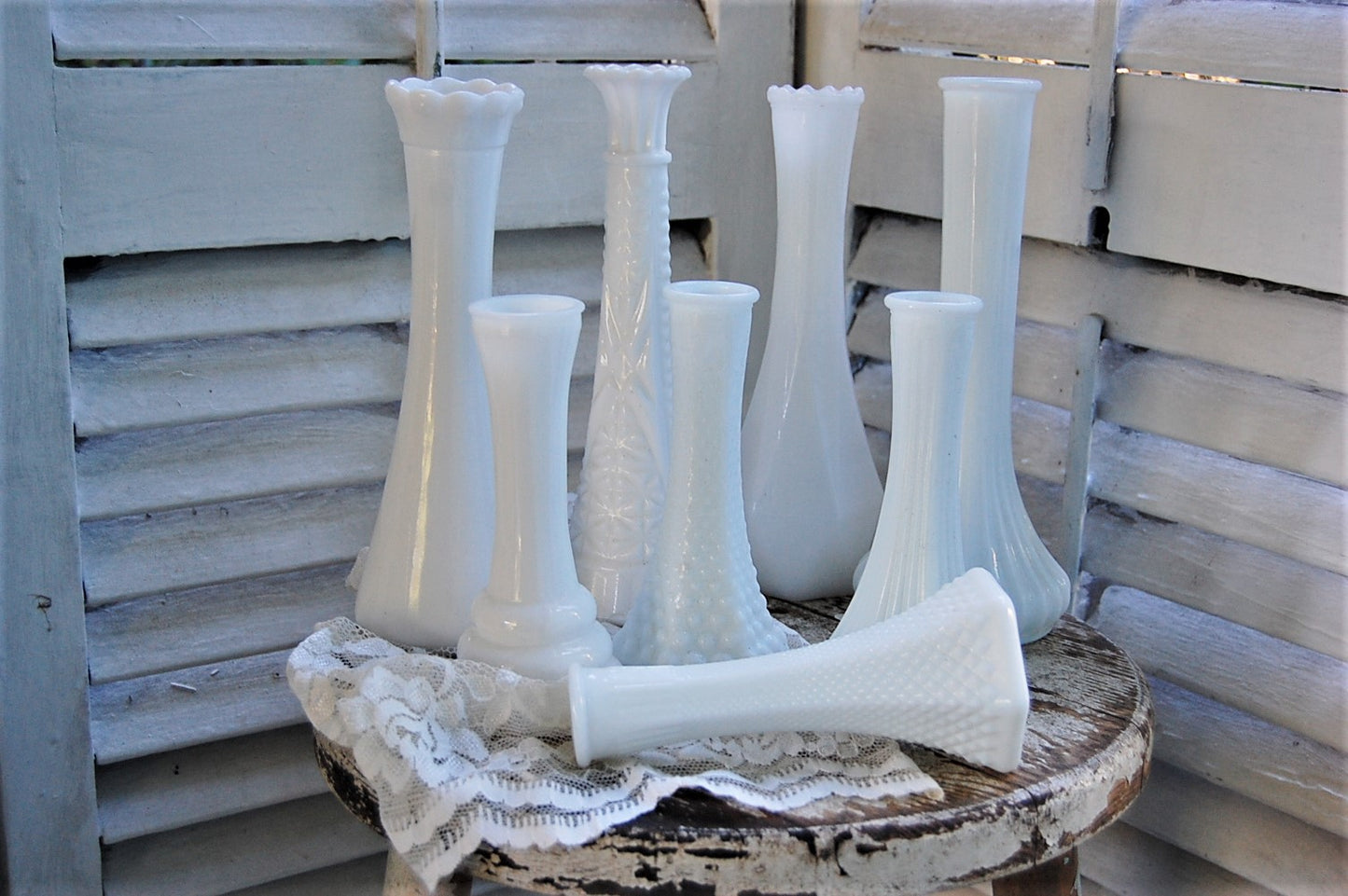 Vintage milk glass vases