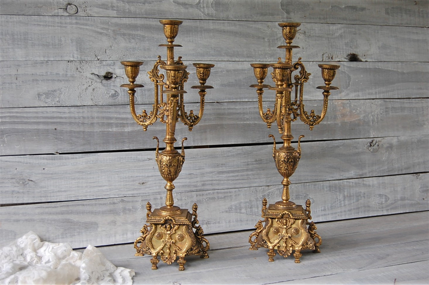 Antique bronze candelabras