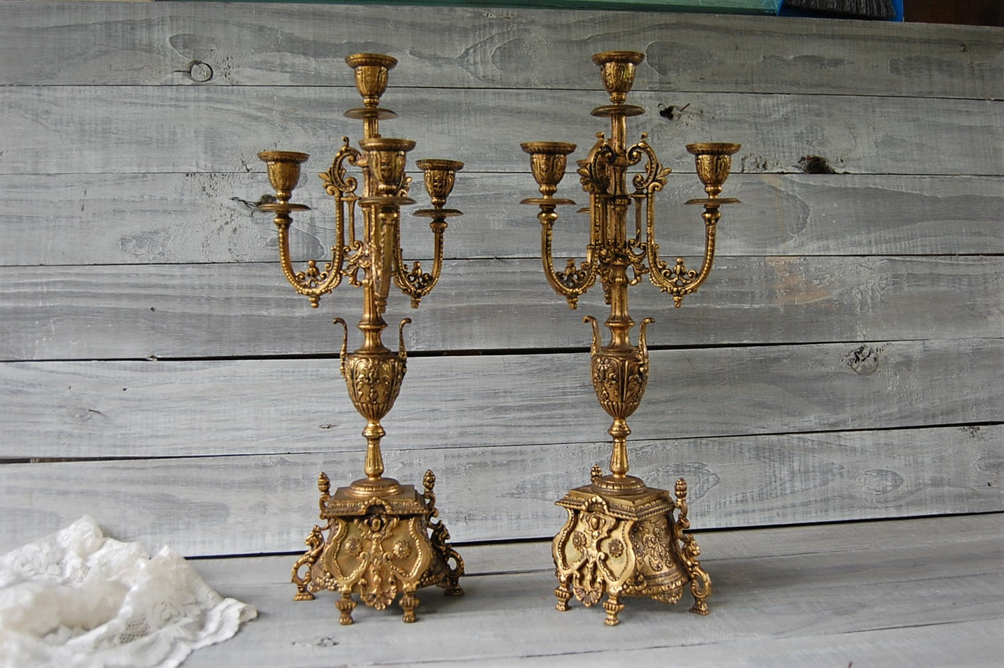 Antique bronze candelabras