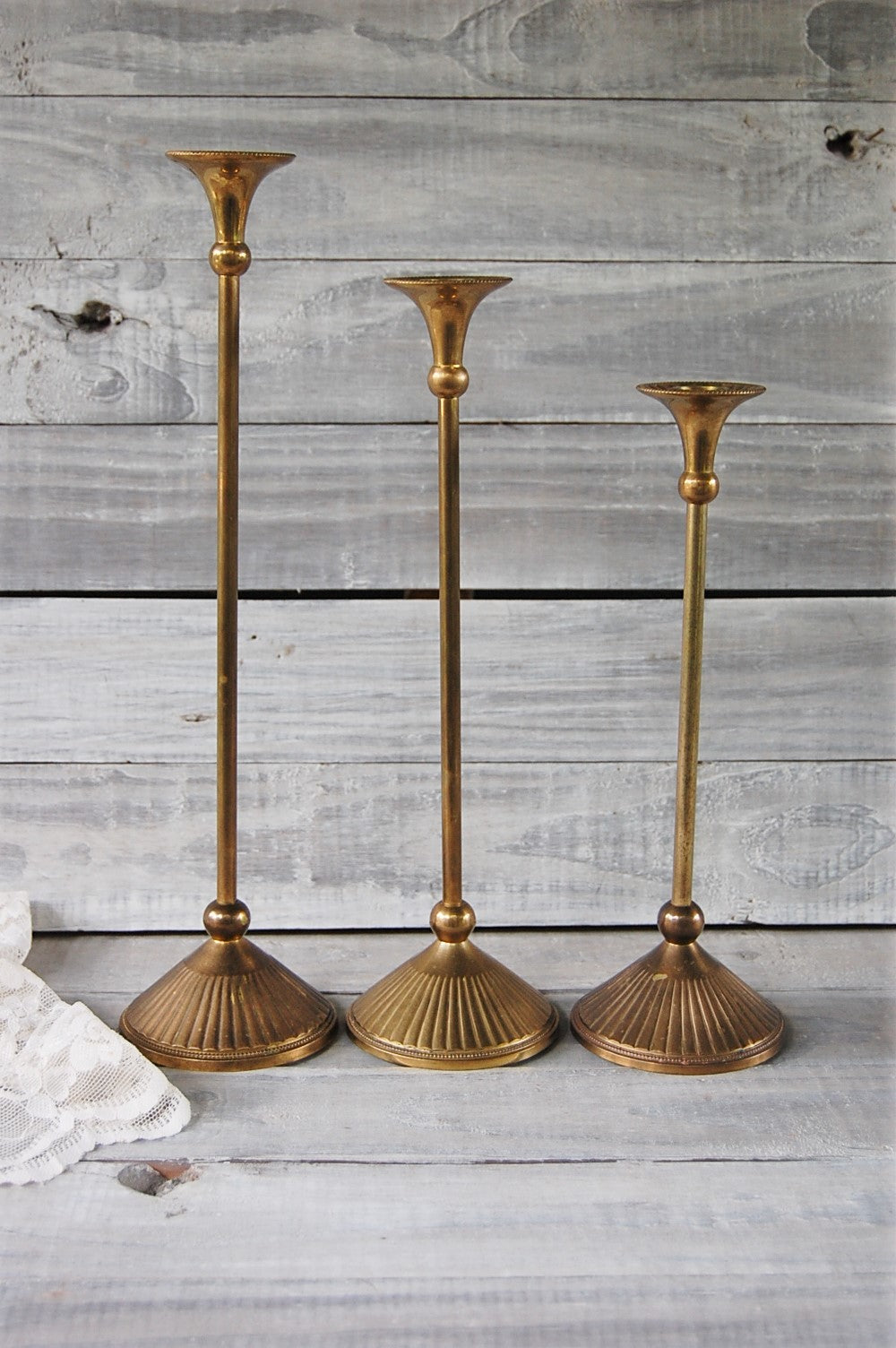 Tall brass candlesticks