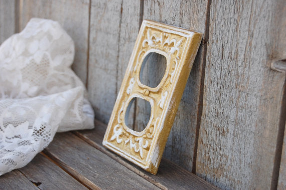Gold double outlet cover - The Vintage Artistry