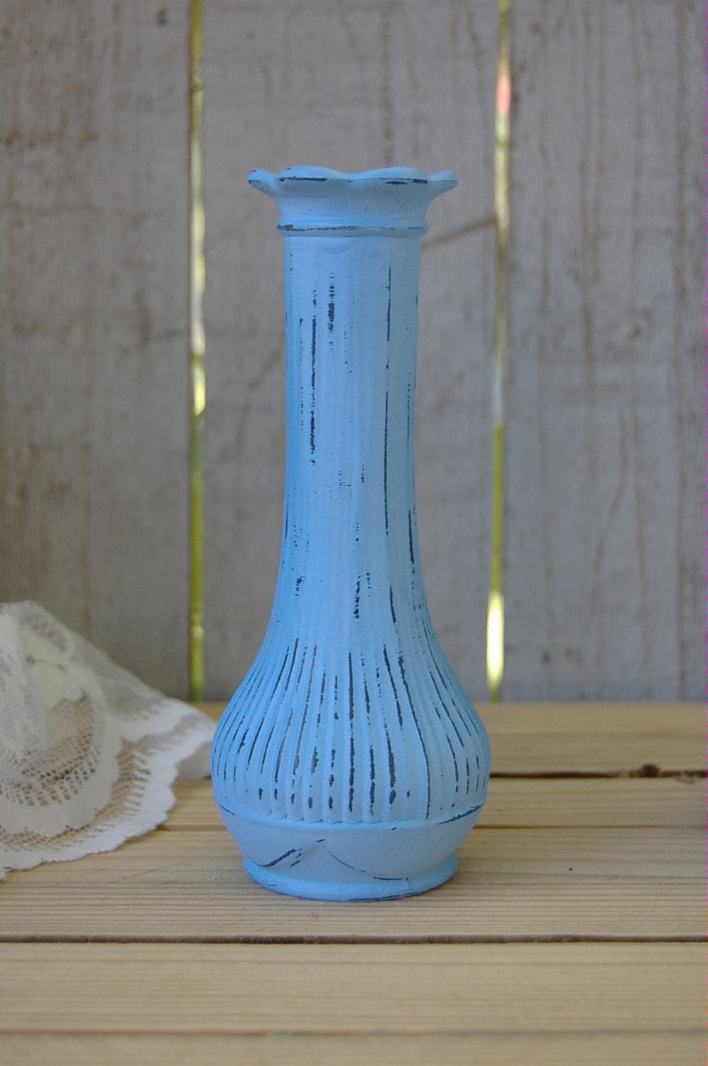 Blue shabby chic vase set - The Vintage Artistry