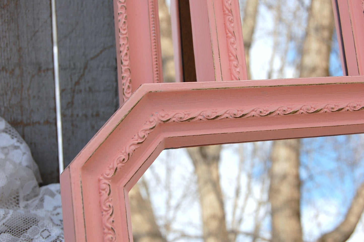 3 peach painted mirrors - The Vintage Artistry