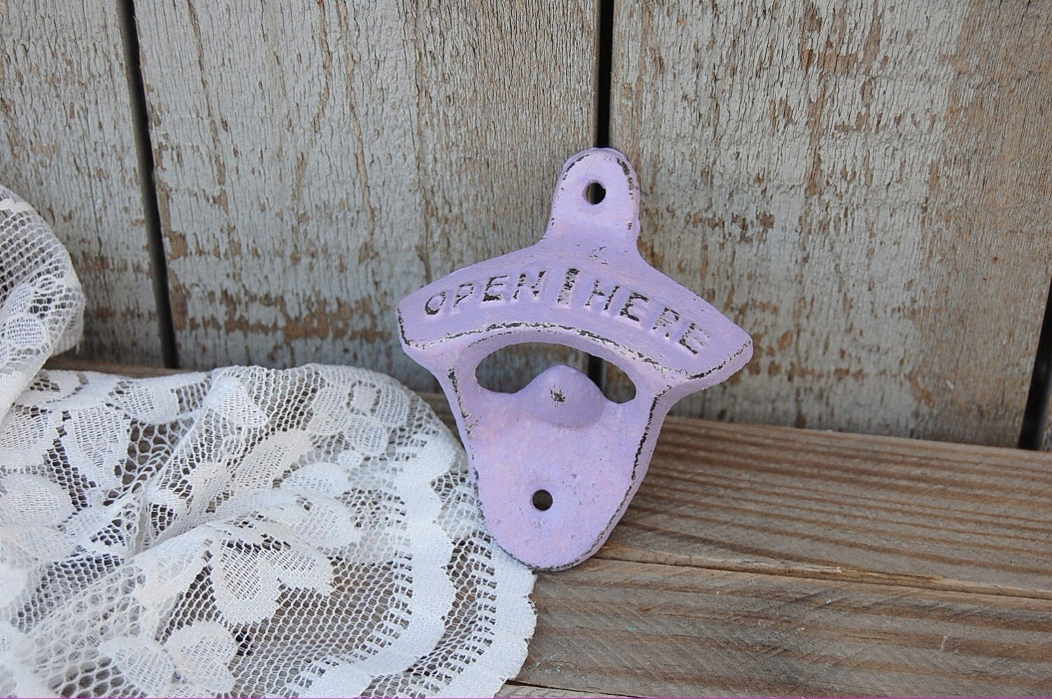 Open here lavender bottle opener - The Vintage Artistry
