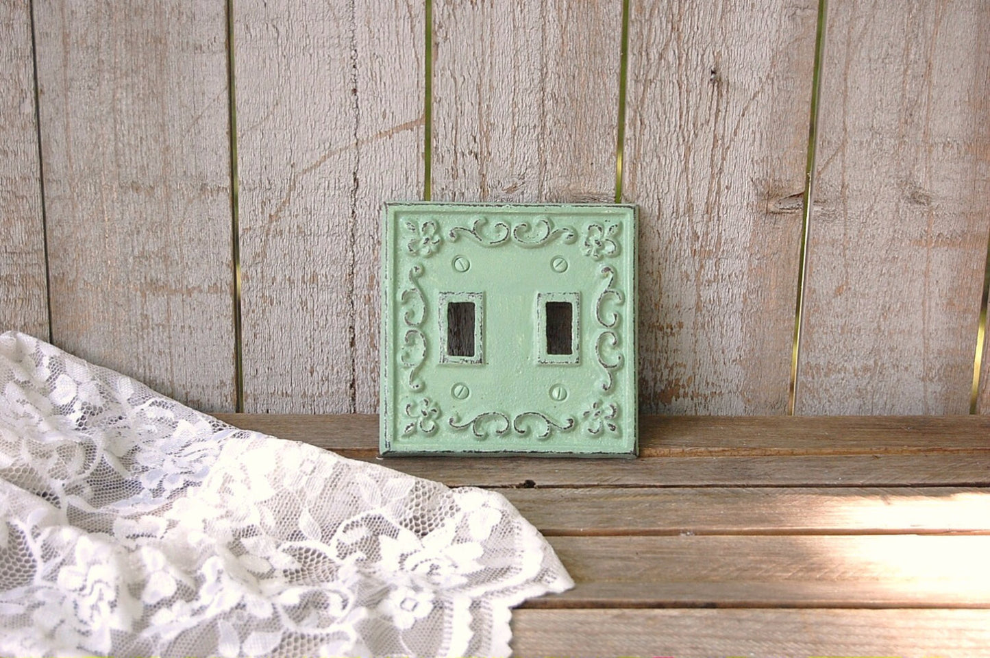 Sage green double wall plate