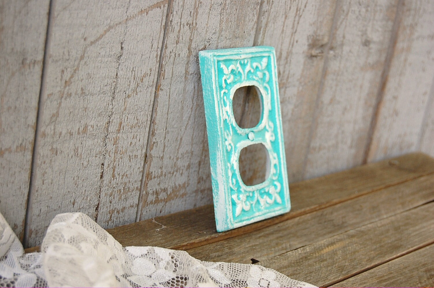 Aqua double outlet covers - The Vintage Artistry