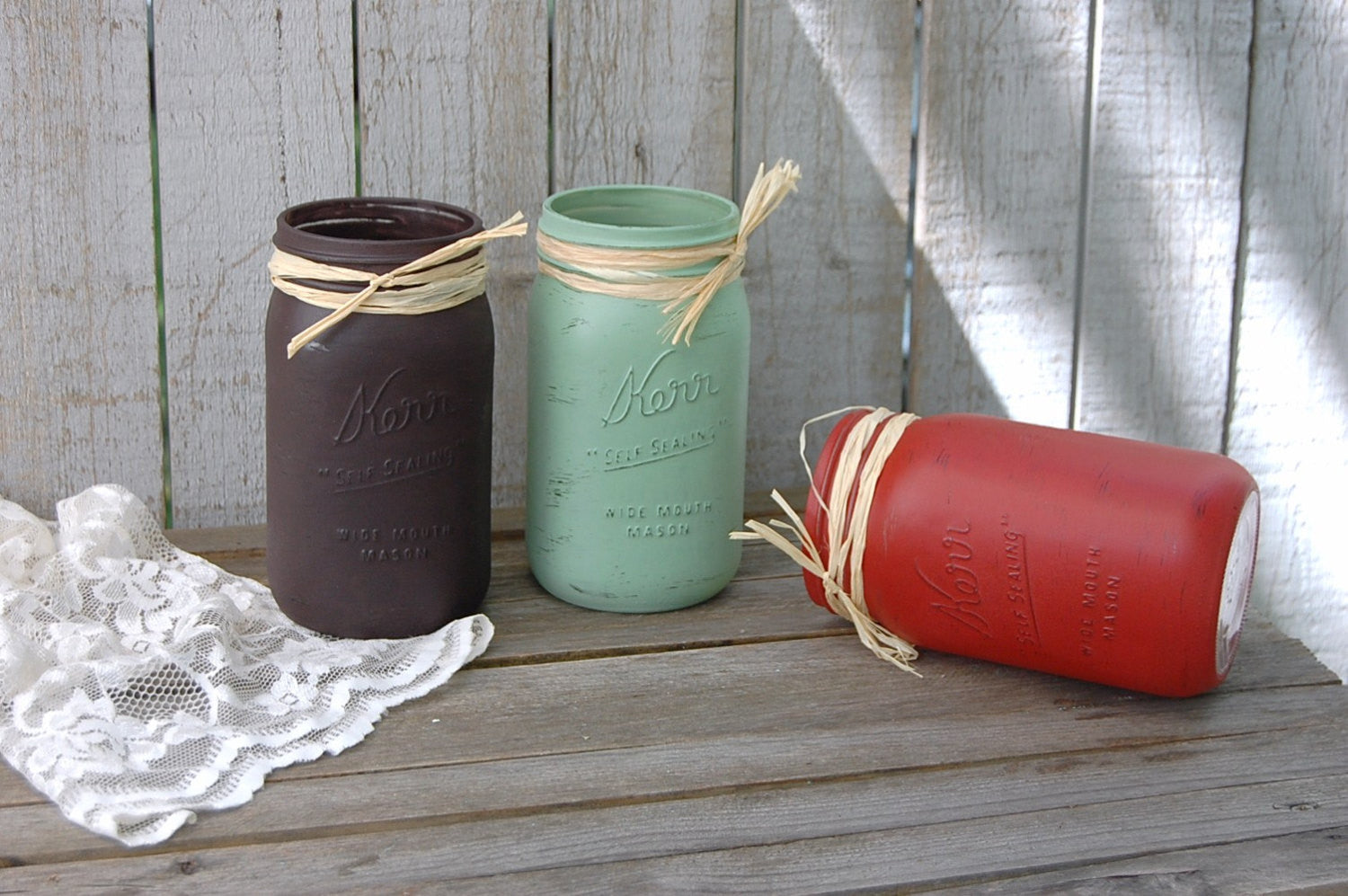 Painted rustic mason jars - The Vintage Artistry