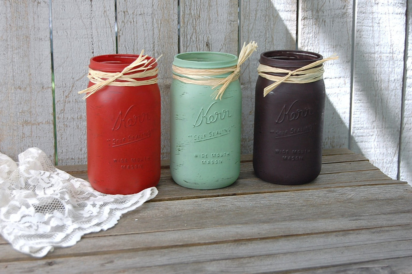 Painted rustic mason jars - The Vintage Artistry