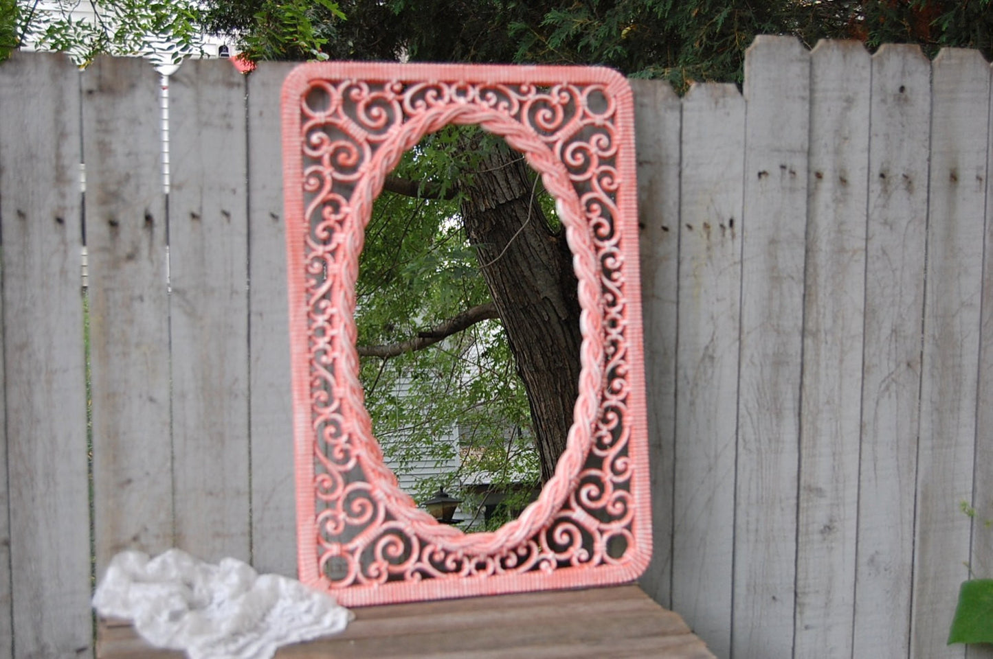 Coral Syroco mirror - The Vintage Artistry