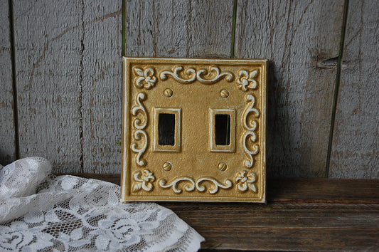 Gold double switch cover - The Vintage Artistry