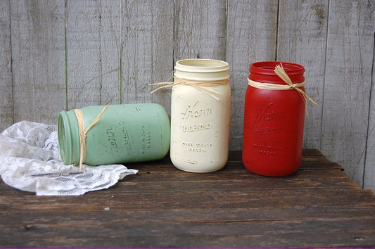 Hand painted mason jars - The Vintage Artistry